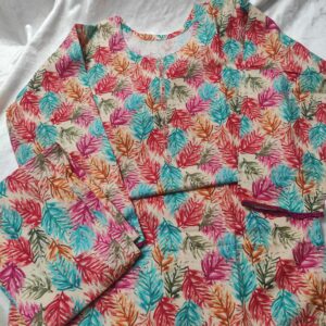 Pink-Leaf-Print-2-Pc Khaddar-Suit