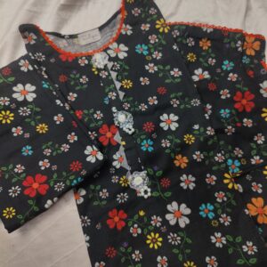 2-Pc Black Khaddar Floral Print Dress