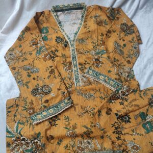 Floral Mustard Khaddar 2-Pc