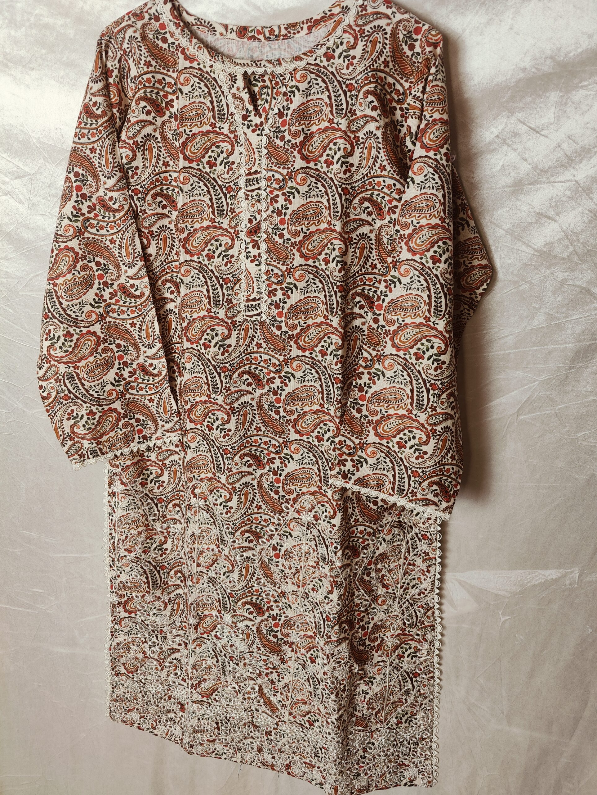 2-Pc Beige Khaddar Dress