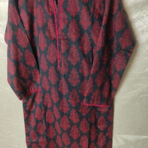 Navy Blue & Maroon Printed Khaddar 2-Piece Winter Set