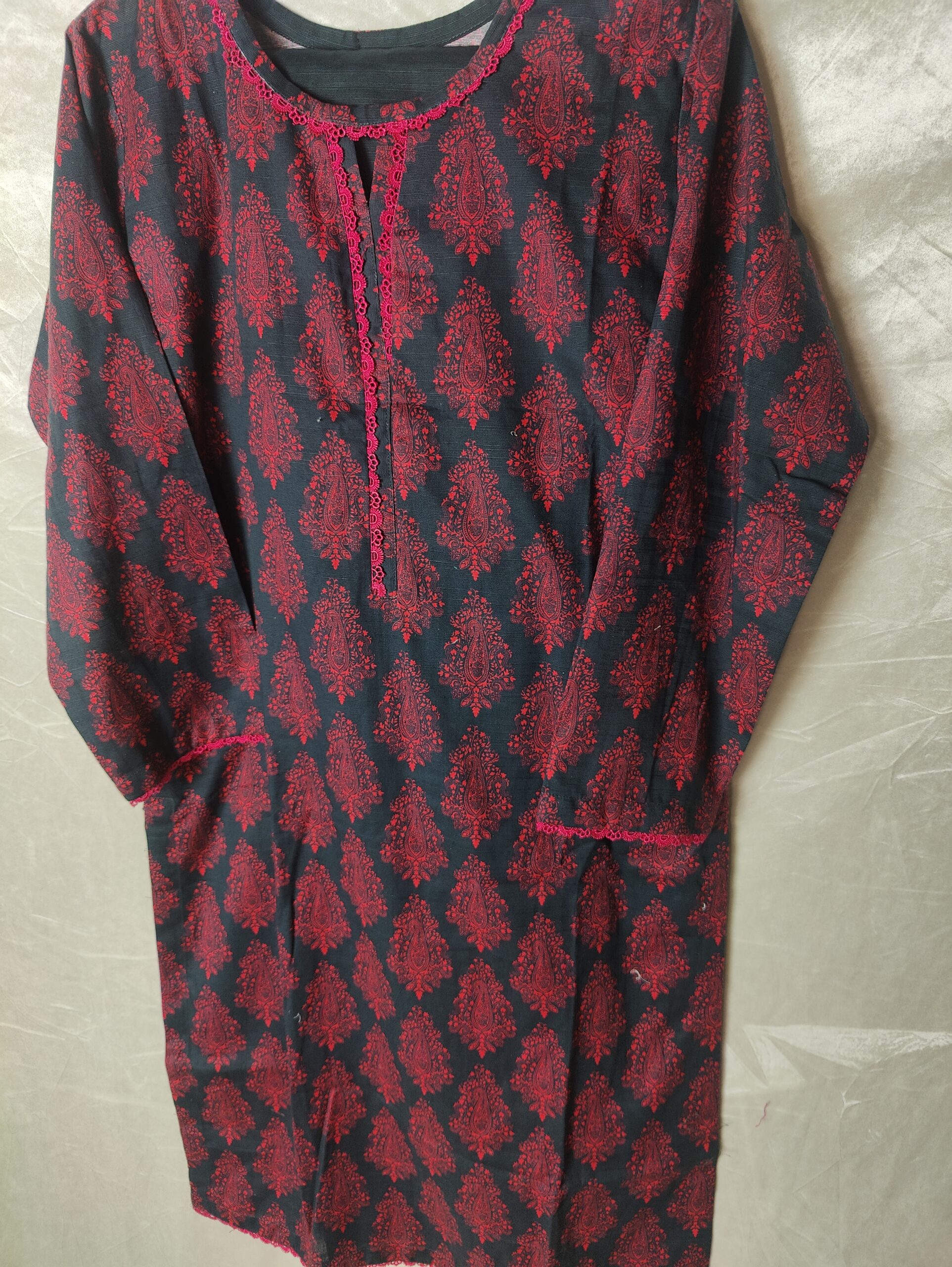 Navy Blue & Maroon Printed Khaddar 2-Piece Winter Set